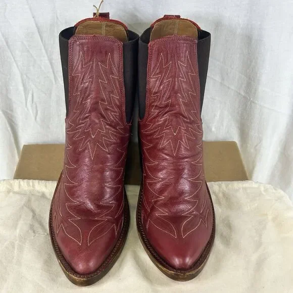 RRL Double RL Ralph Lauren Lottie Red Leather Cowboy Boots Women’s 8.5B NIB USA - Picture 5 of 11